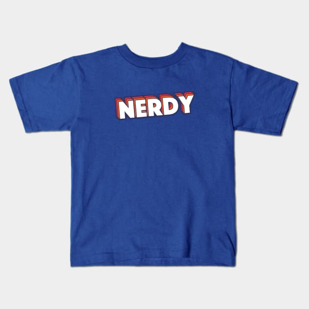 Retro Nerdy Word Art with Stripes Kids T-Shirt by SLAG_Creative